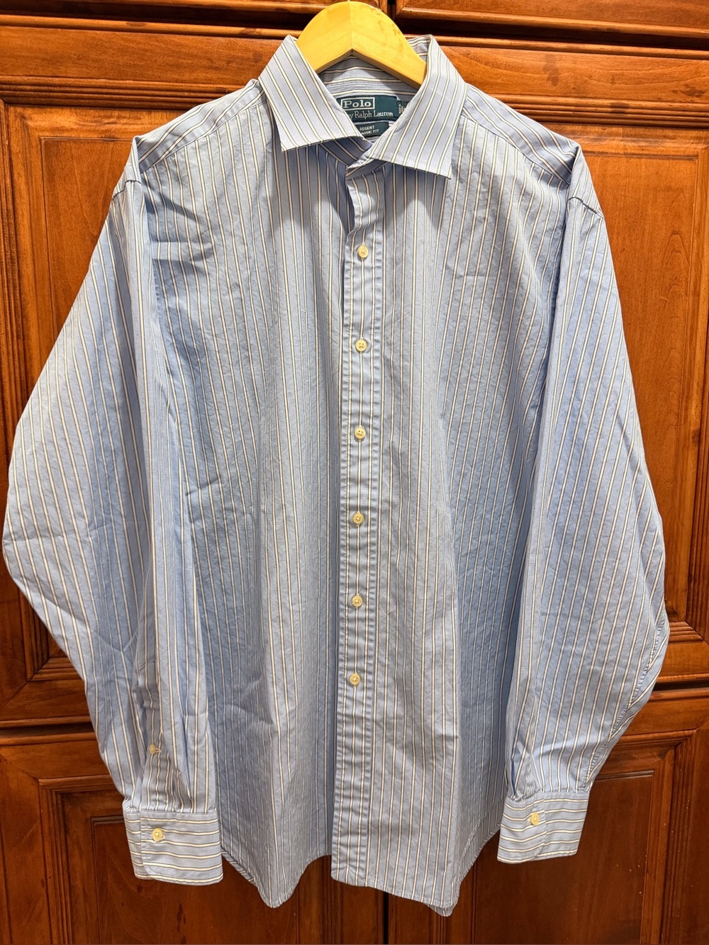 Polo by Ralph Lauren blue & white striped long-sleeve dress shirt SZ 18-36/37
